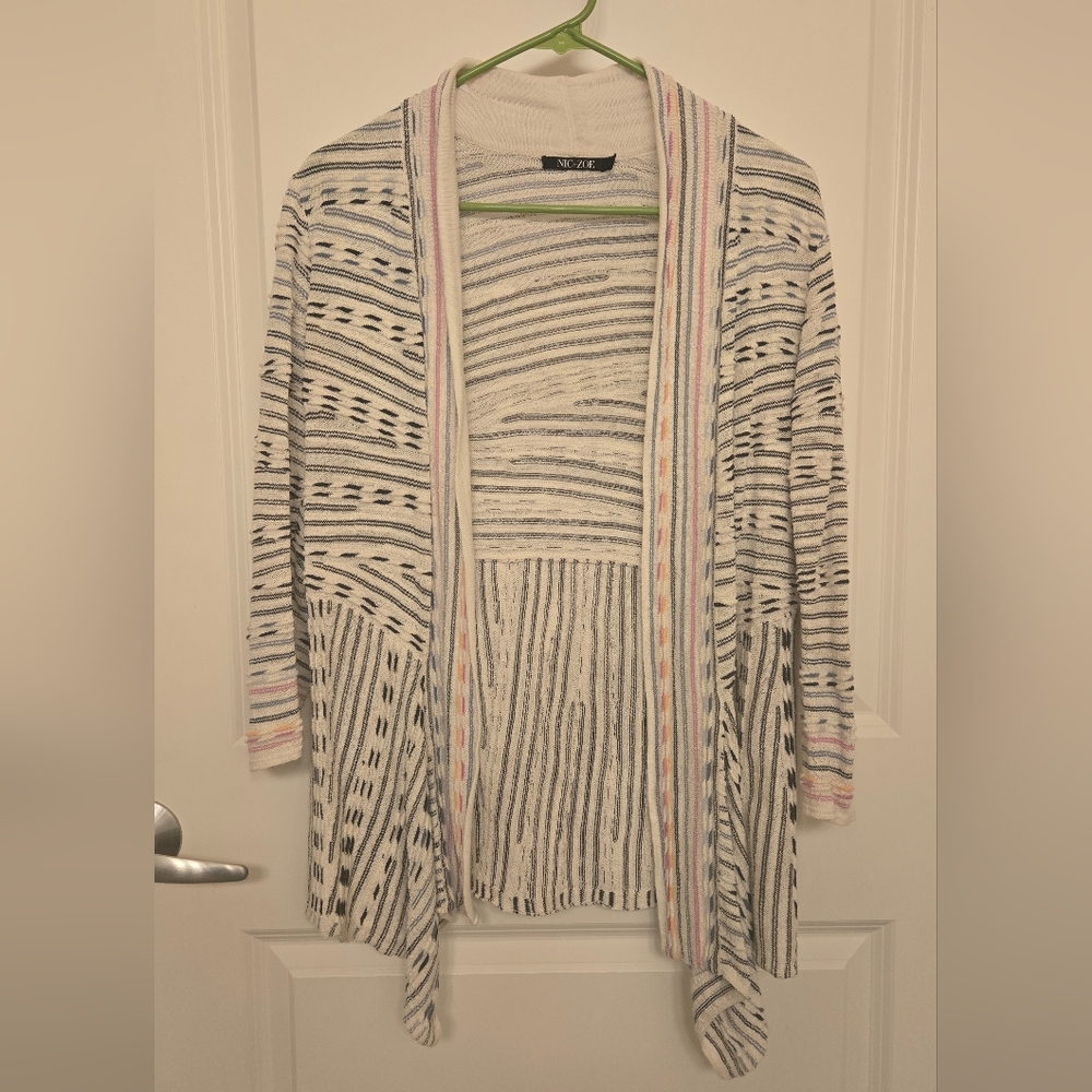 Striped Open-Front Cardigan Sweater